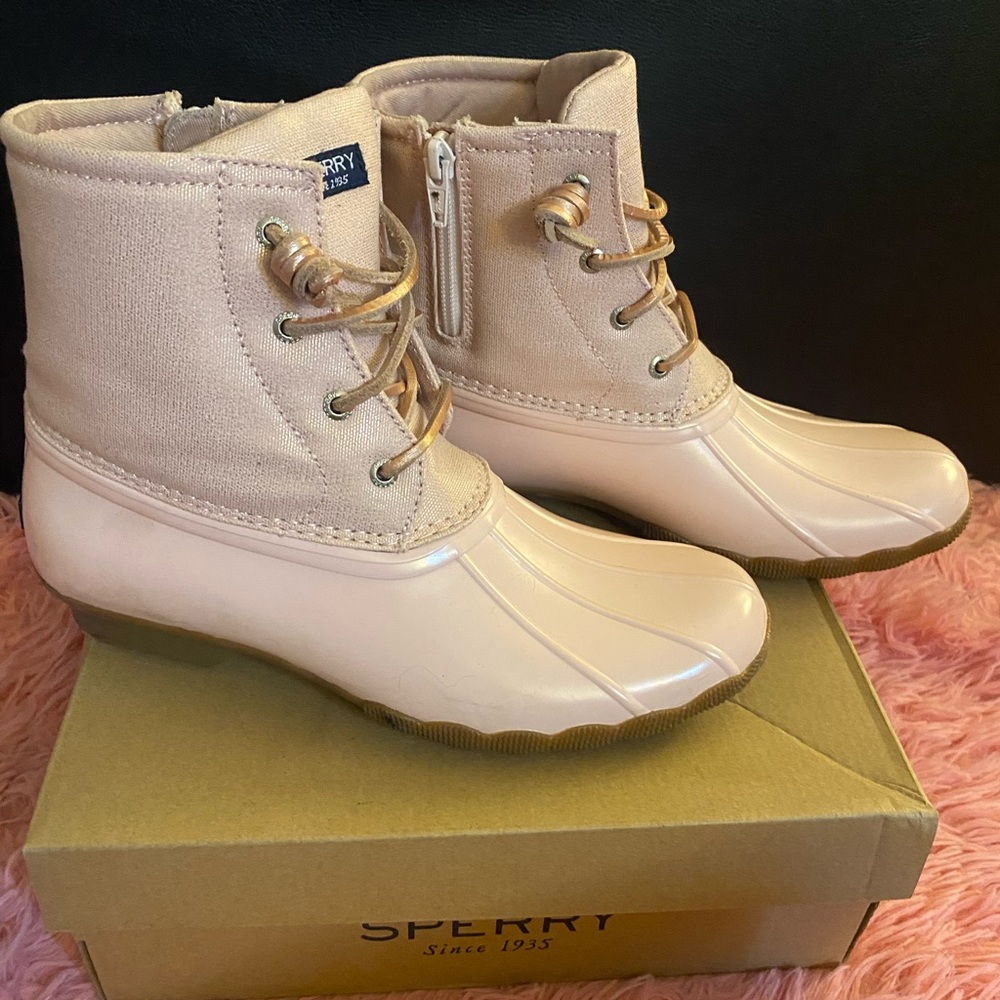Sperry Kids Pink Duck Boots - Picture 4 of 12
